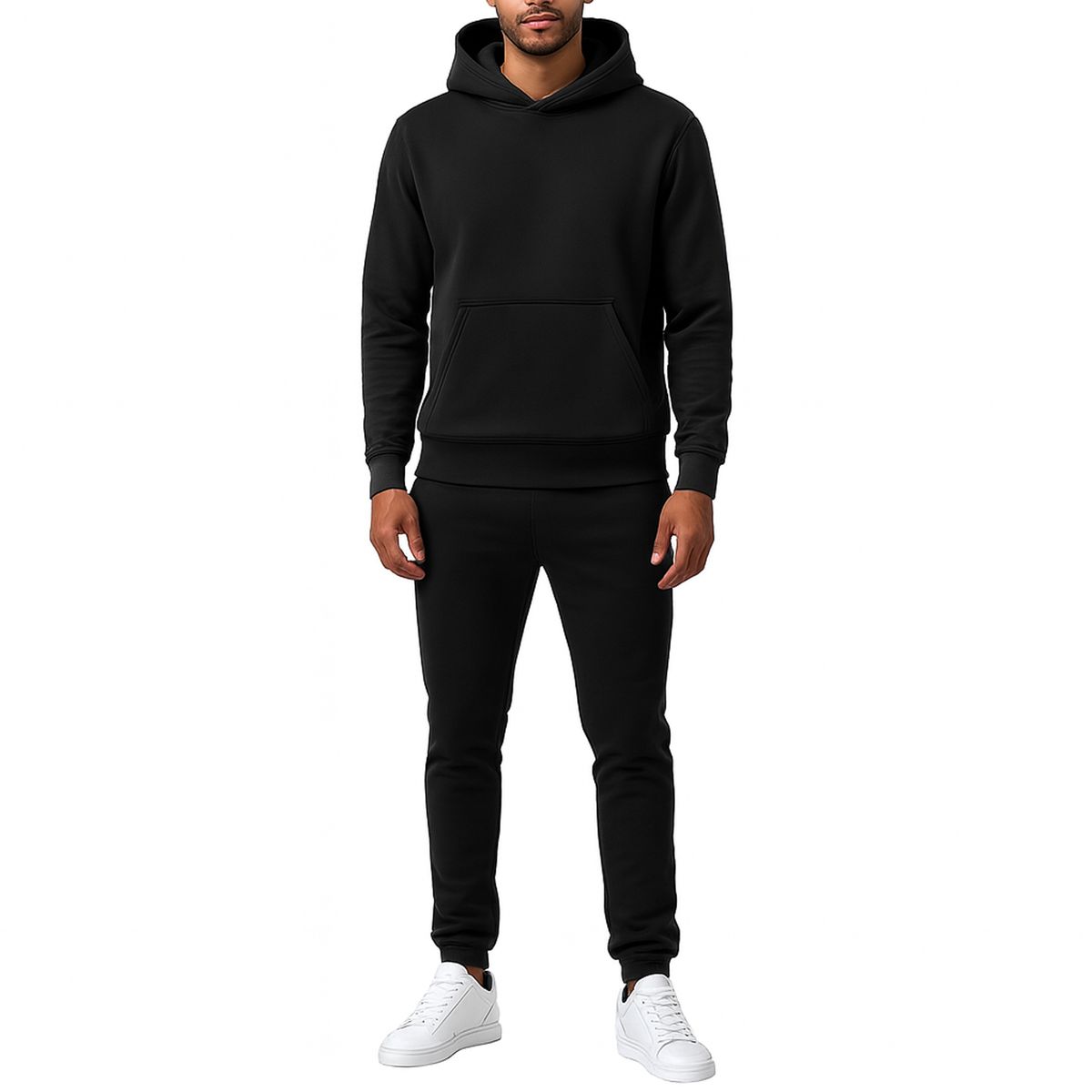Men’s Heavyweight Fleece Hoodie & Joggers Set - V/OSPO-95 - BK - S