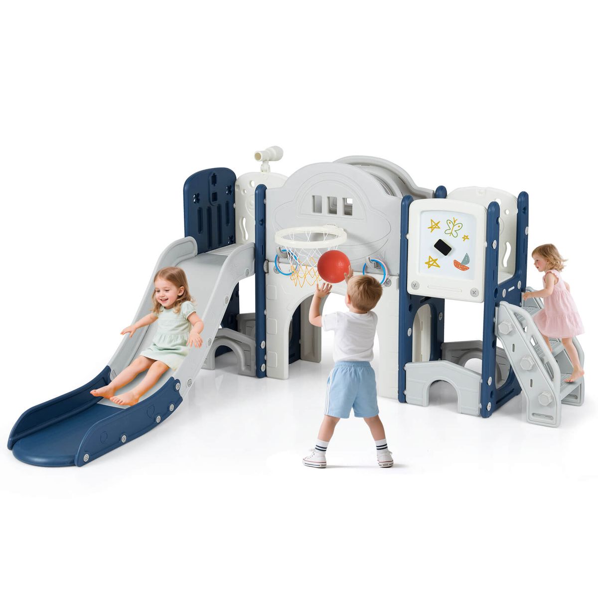 10-in-1 Toddler Slide Set  - Gray+Blue