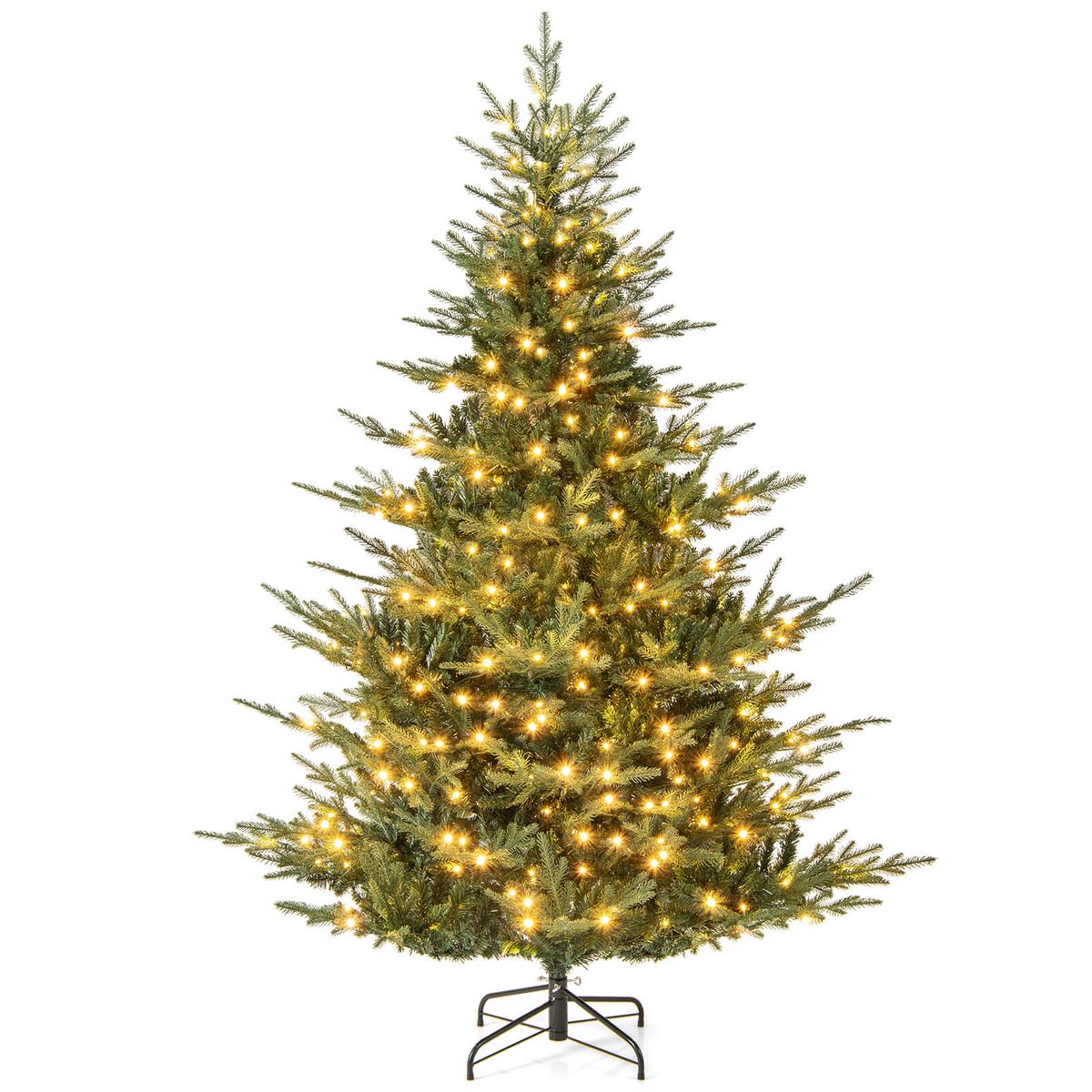 Artificial Christmas Tree with Warm White LED Lights - 7 FT