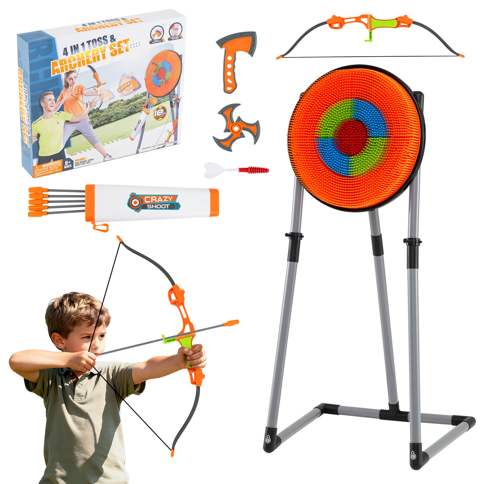 4-in-1 Throwing Target Set - Orange -3 Throwing Axes