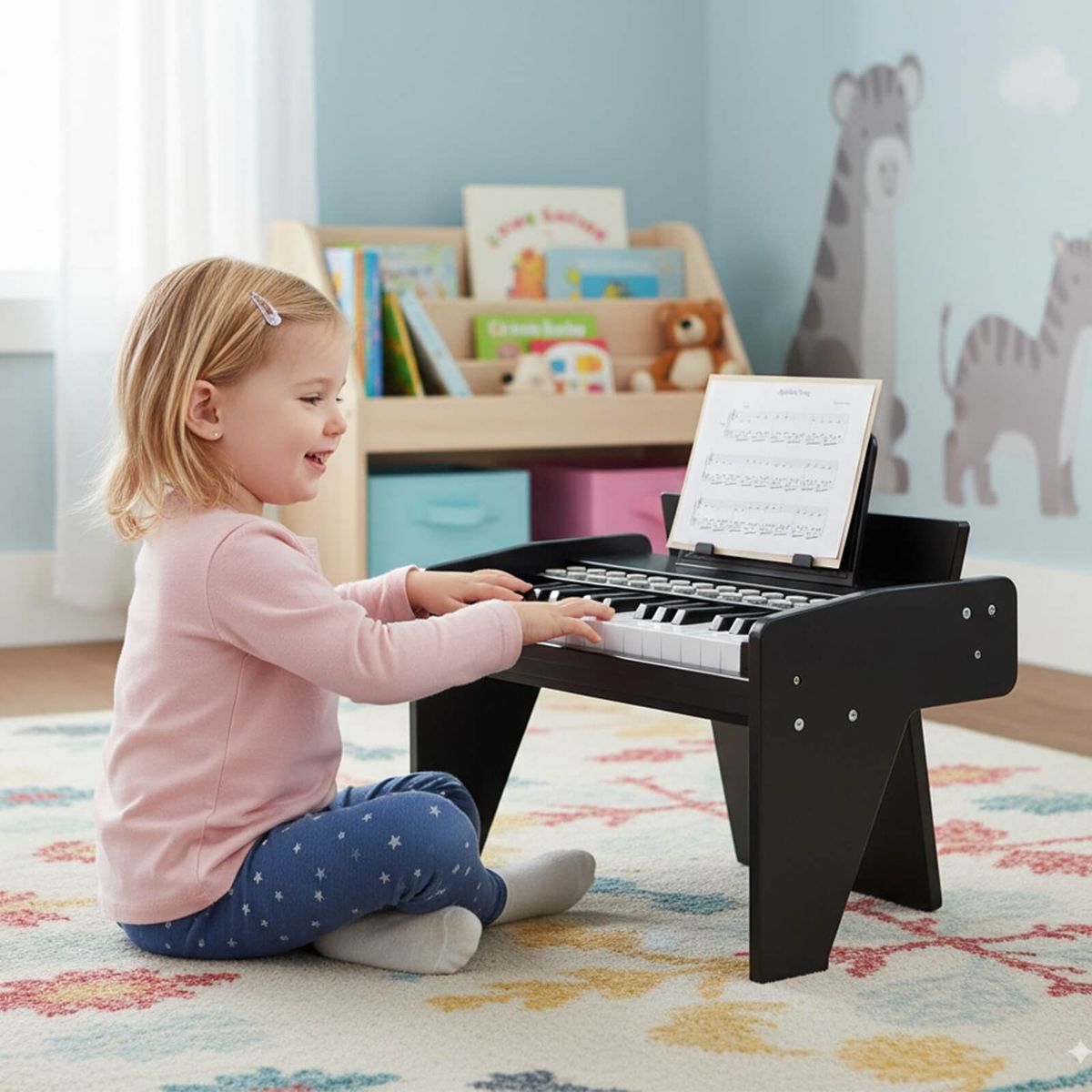 Kids' 25-Key Digital Piano with Music Stand - Black