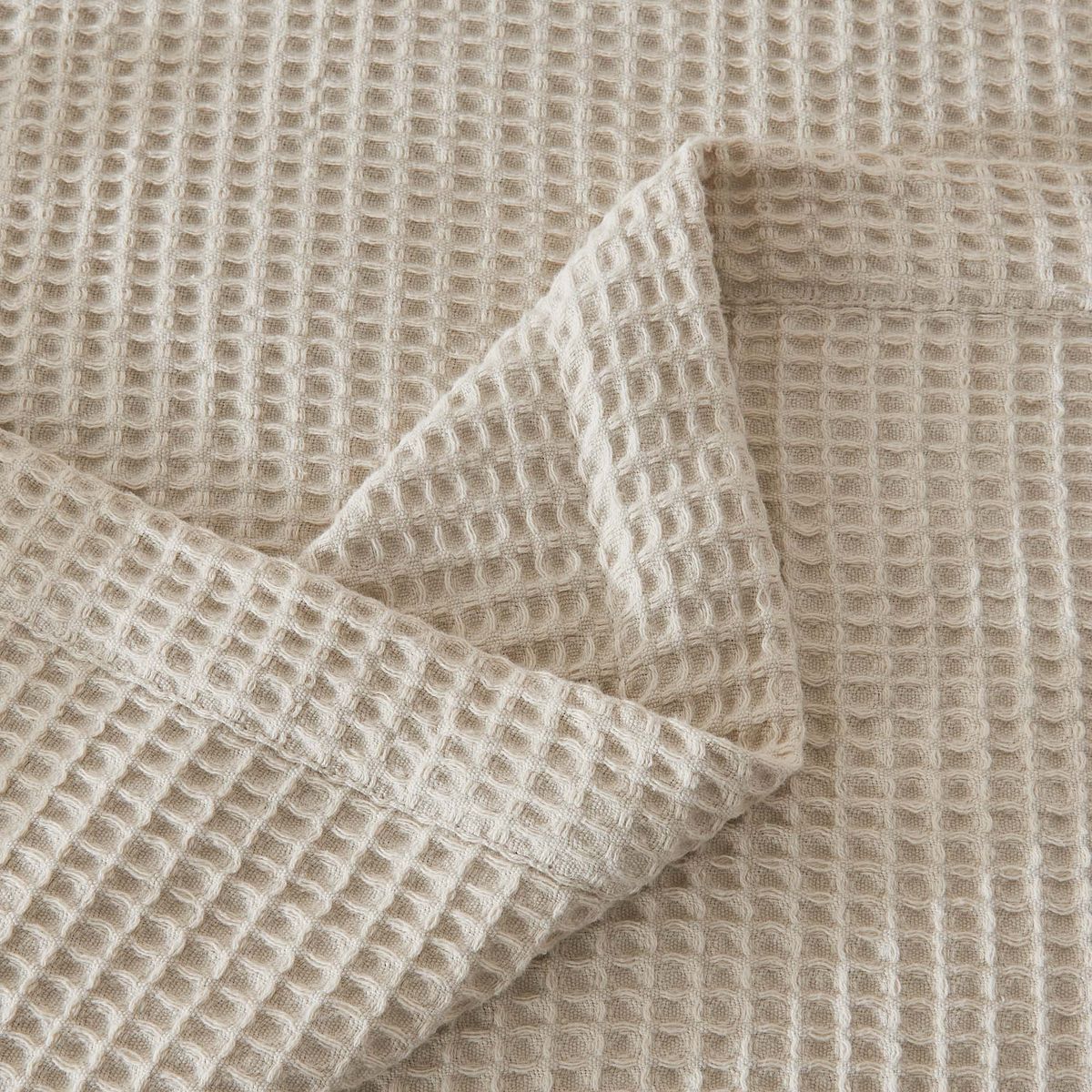 Patina Vie Maison 100% Cotton All-Season Waffle Weave Knit Blanket - Full / Queen / Stone