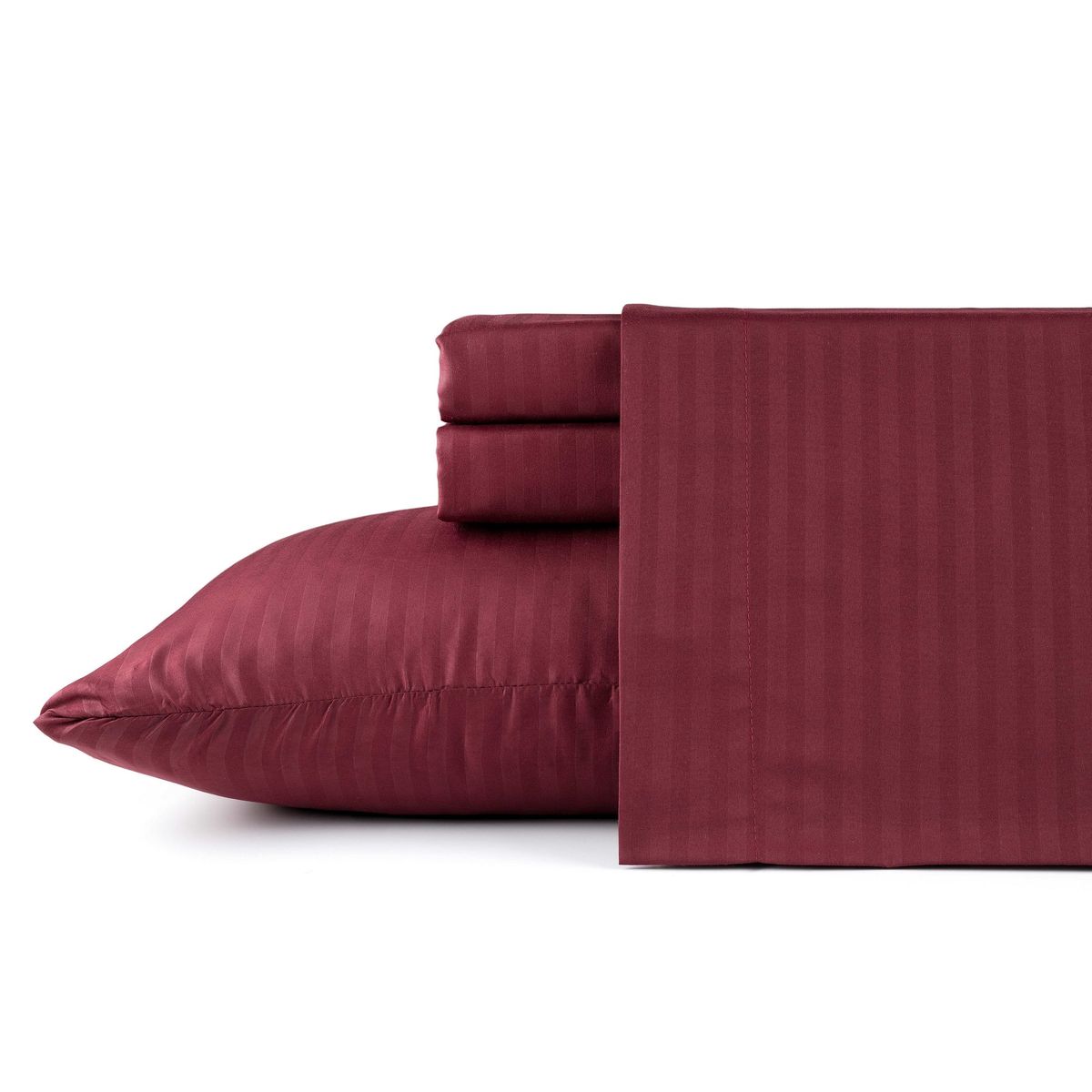 Bibb Home 1500 Count Damask Stripe Sheet Set - Twin / Burgundy