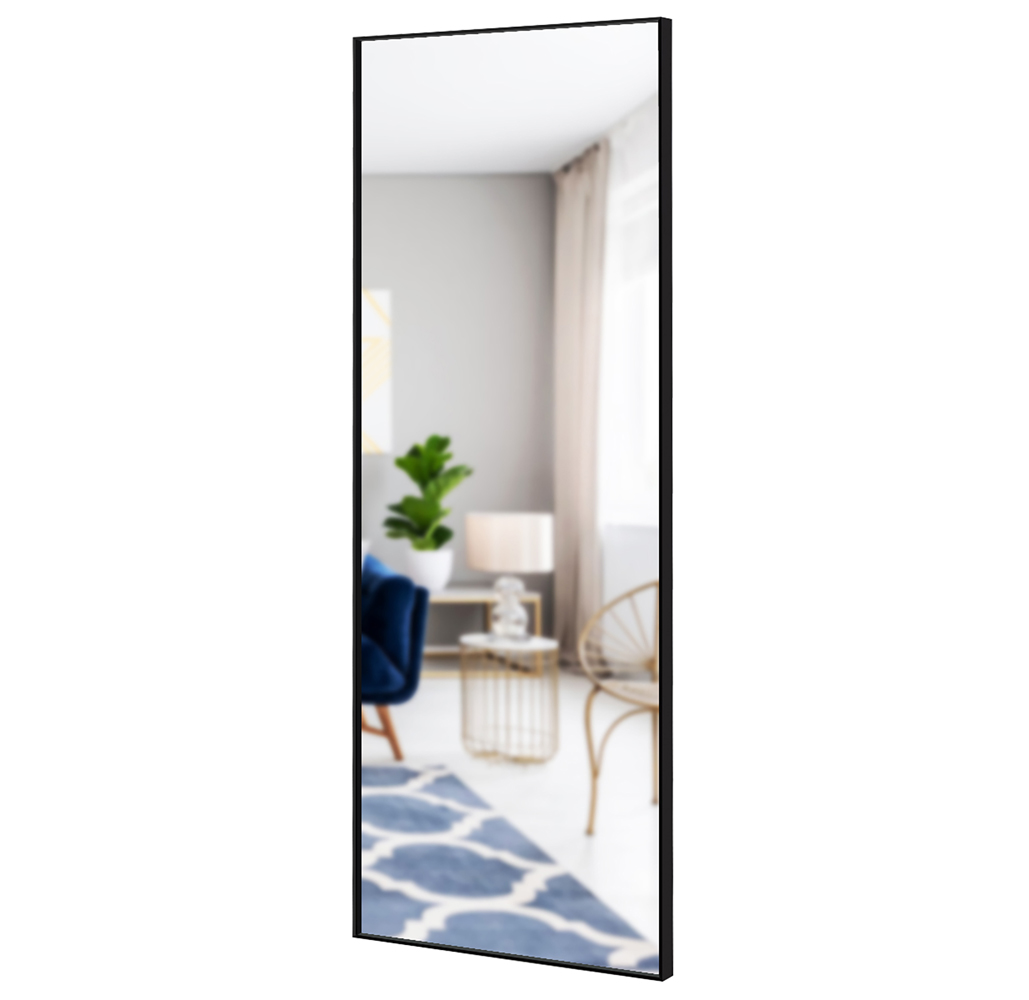 Full Length 59'' Aluminum Frame Mirror - Black