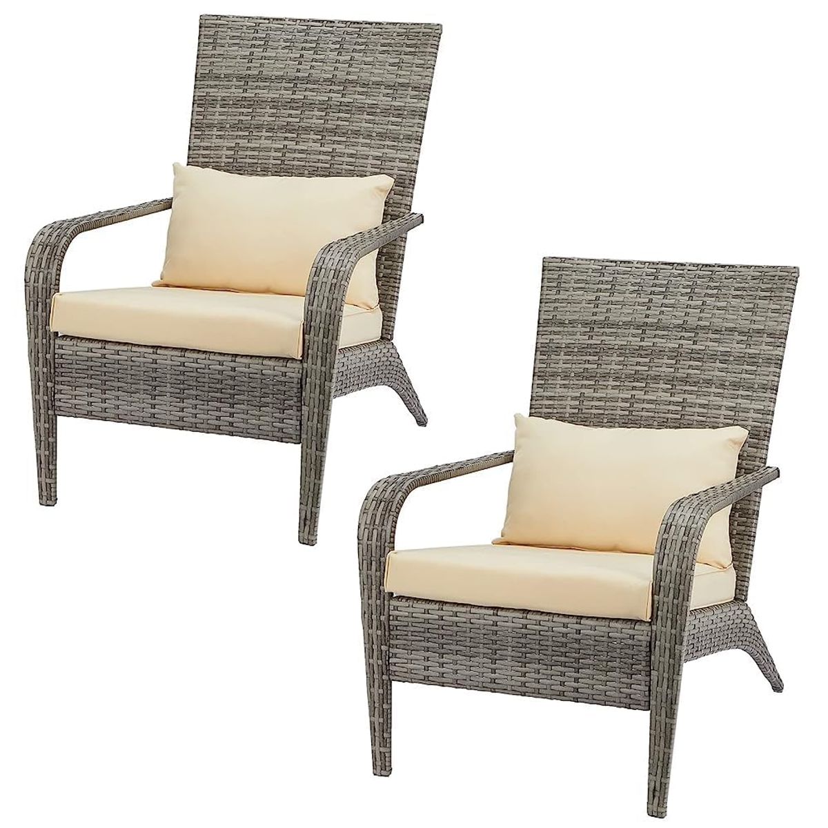 Outdoor Armchair Wicker Lounge Chairs with Cushion - 2pc