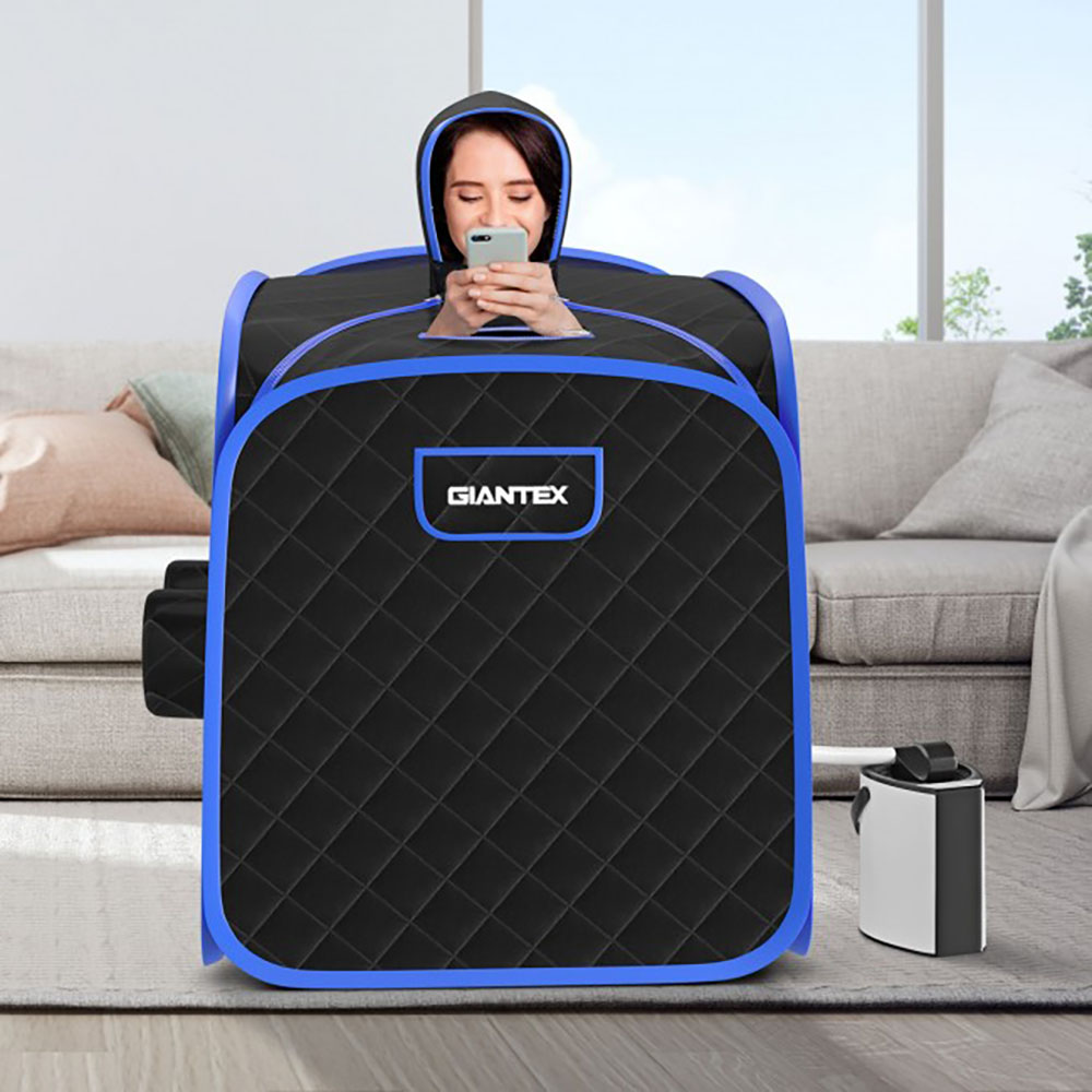 Home Steam Sauna with Powerful 800W Steamer and Free Chair - Black