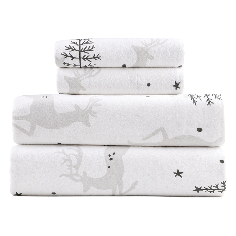 Kathy Ireland 100% Turkish Cotton Flannel Sheet Set - Twin - Christmas Deer