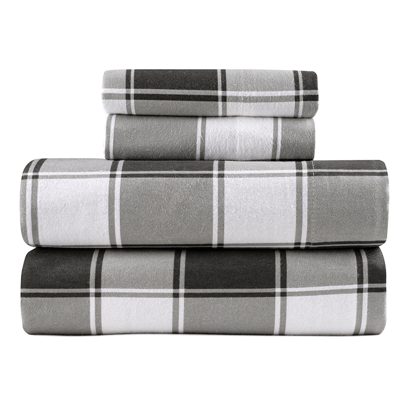 Kathy Ireland 100% Turkish Cotton Flannel Sheet Set - King - Gingham Plaid