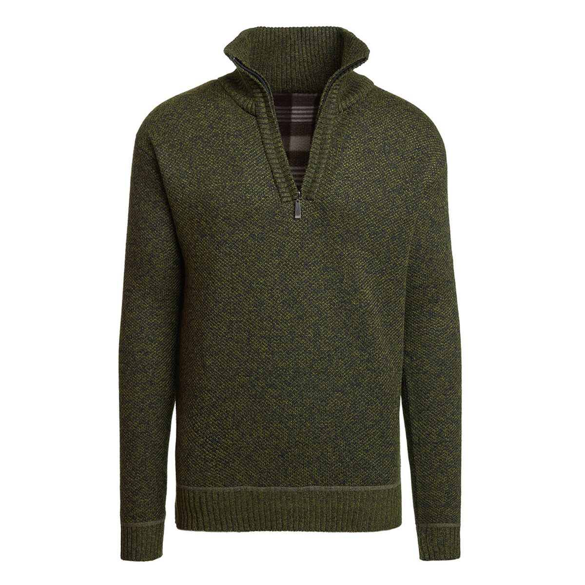 Alta Men&rsquo;s Casual Fleece Lined Half-Zip Sweater Jacket - Green - Small