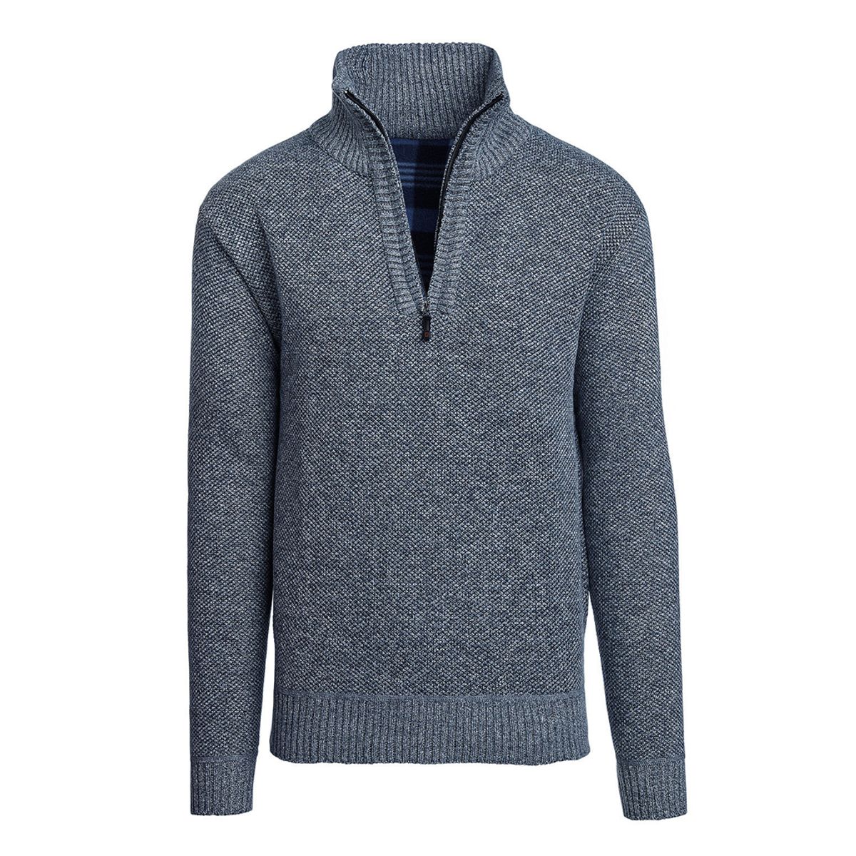 Alta Men’s Casual Fleece Lined Half-Zip Sweater Jacket - Light Blue - Large