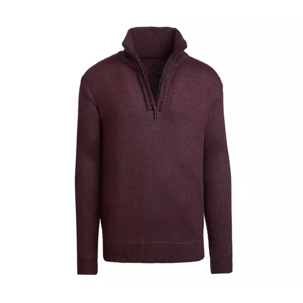 Alta Men's Casual Long Sleeve Half-Zip Mock Neck Sweater Jacket - Red - Small