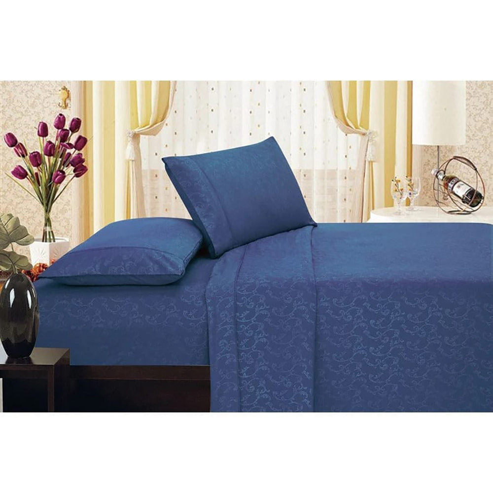 Manhattan Lights Microfiber 4-Piece Sheet Set - Striped/Twin/Navy