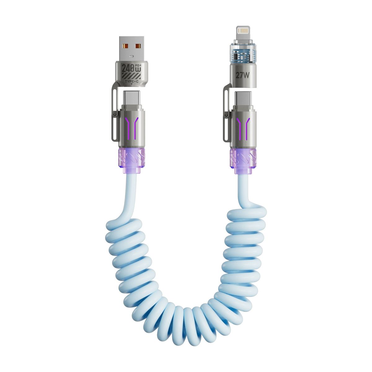 Power Spring 4-in-1 Fast Charging Cable - Blue
