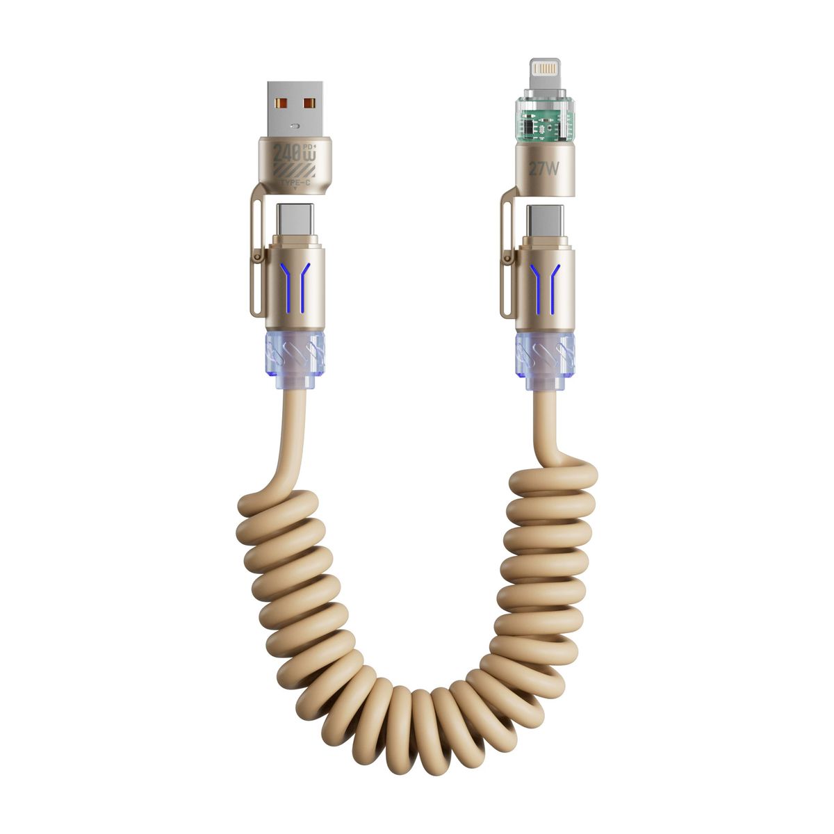 Power Spring 4-in-1 Fast Charging Cable - Gold