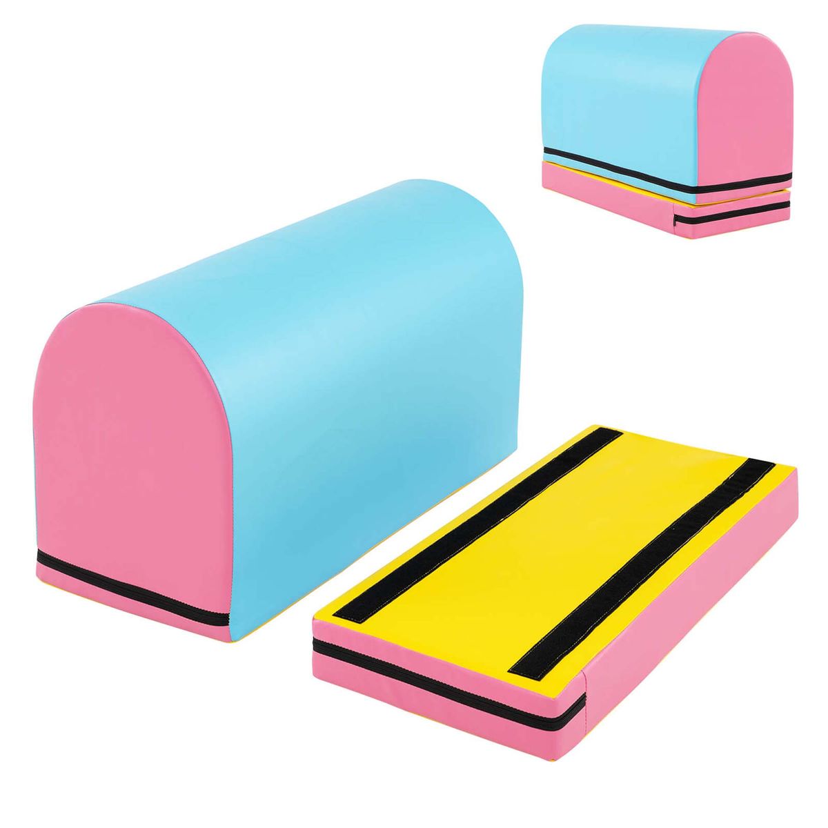 Mailbox Tumbling Mat with Detachable Design and Zipper Closure - Pink