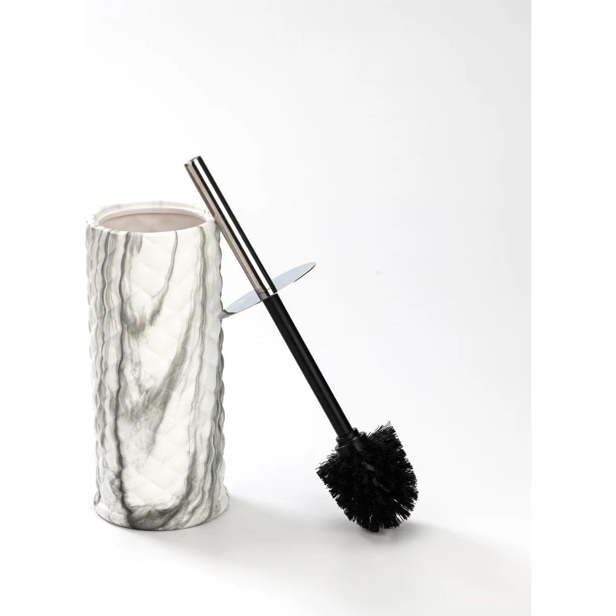 Ceramic Toilet Brush Holder Set - Chrome/Marble