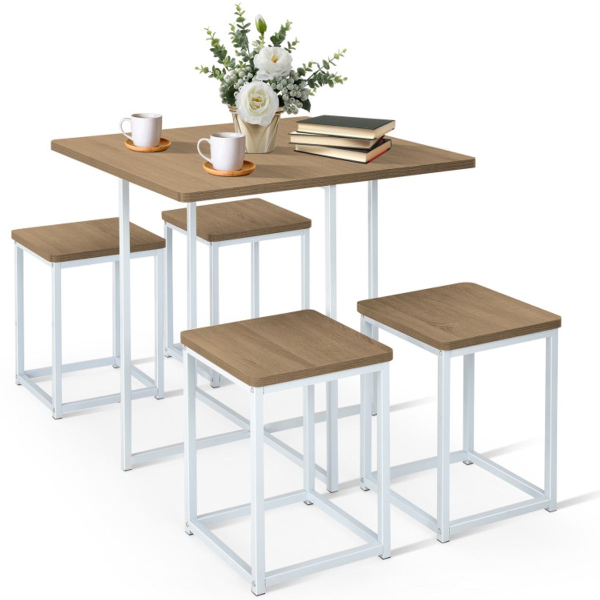 5-Piece Compact Kitchen Dining Set - Goplus Kitchen Dining Set Natural