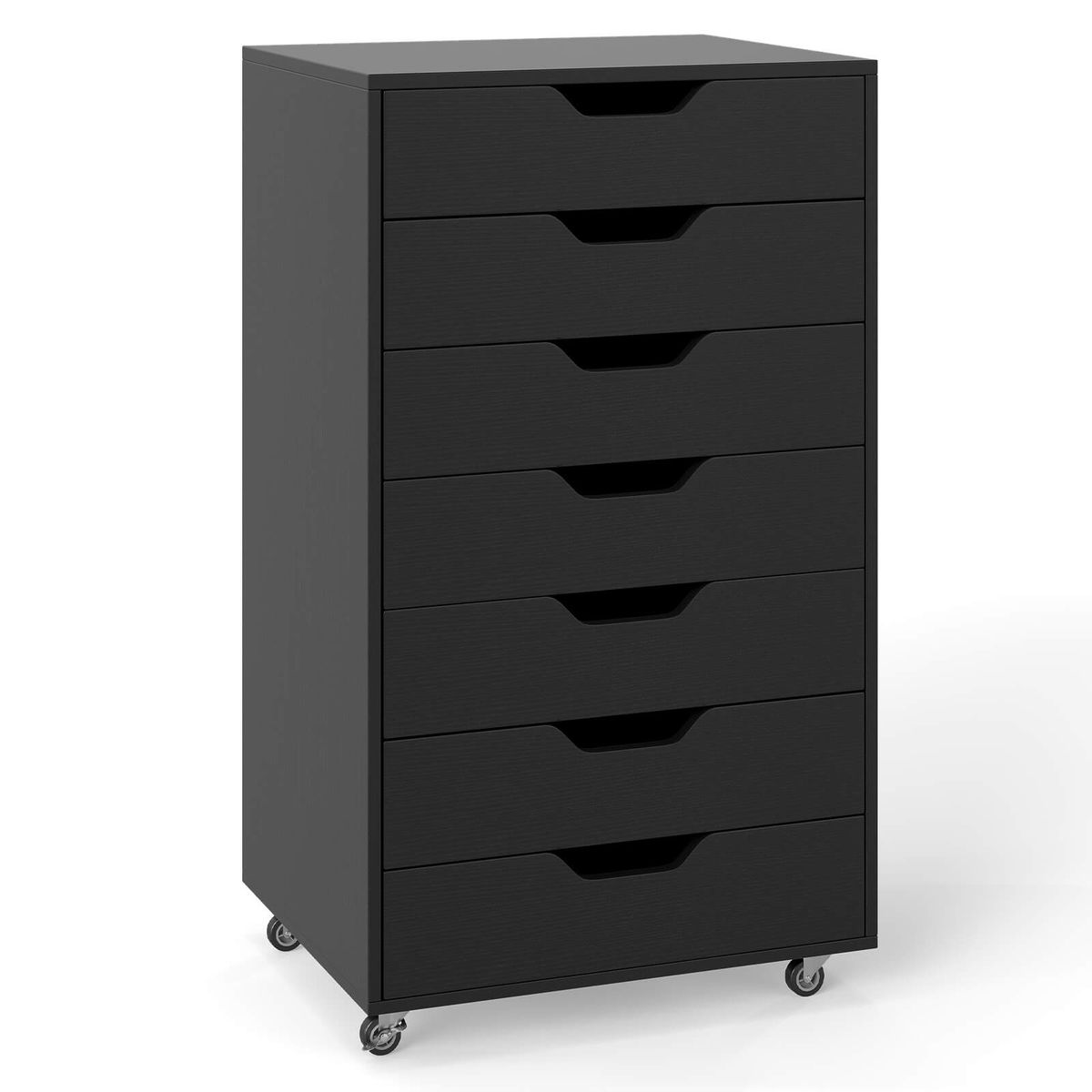 7-Drawer Rolling File Cabinet with Drawers - Black