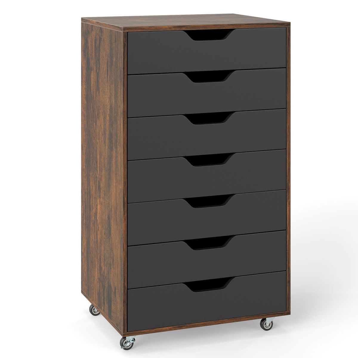 7-Drawer Rolling File Cabinet with Drawers - Walnut