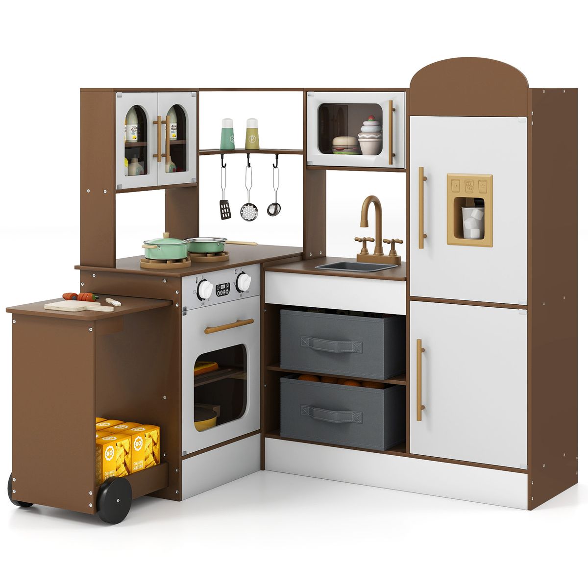 Kids Corner Kitchen Set with Lights and Sounds - Brown