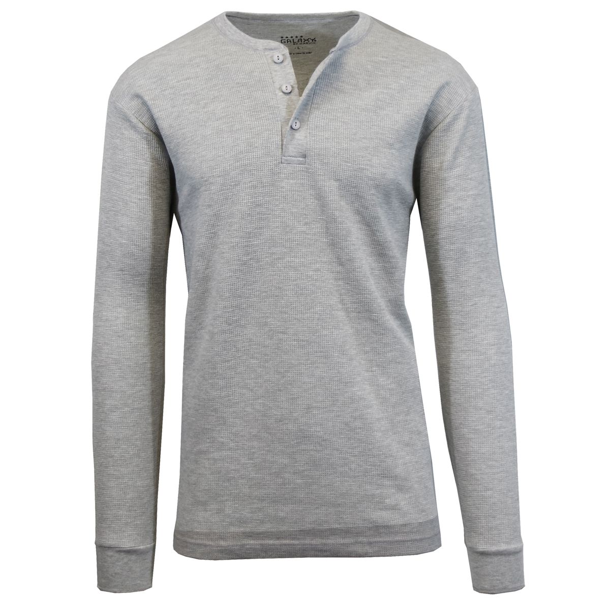 Men's Long Sleeve Henley Thermal Shirt (2-Pack) - Medium - Heather Grey