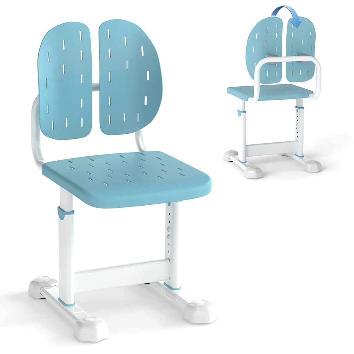 Kids Desk Chair with Adjustable Height and Dual Backrest - Blue