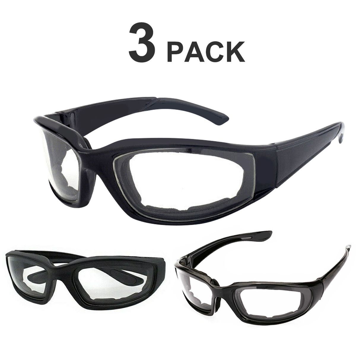 Motorcycle Sports Biker Riding Glasses (3-Pack) - Transparent