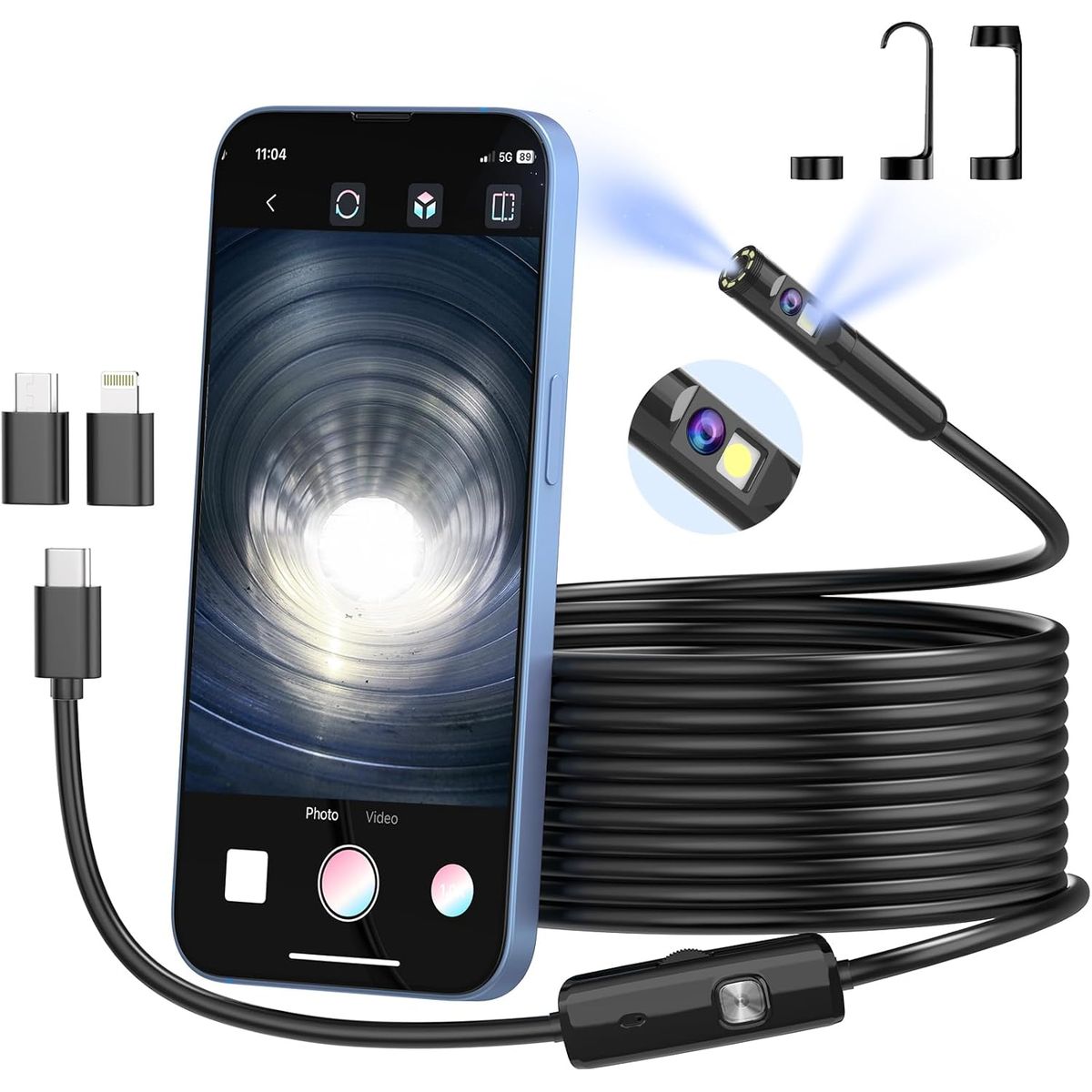 1920P HD Endoscope Camera with Light - Dual-Lens
