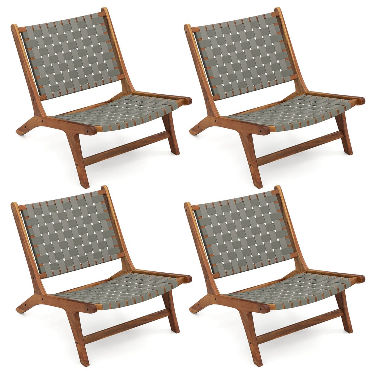 Patio Teak Wood Chair (1, 2, or 4-Pack) - 4 PCS