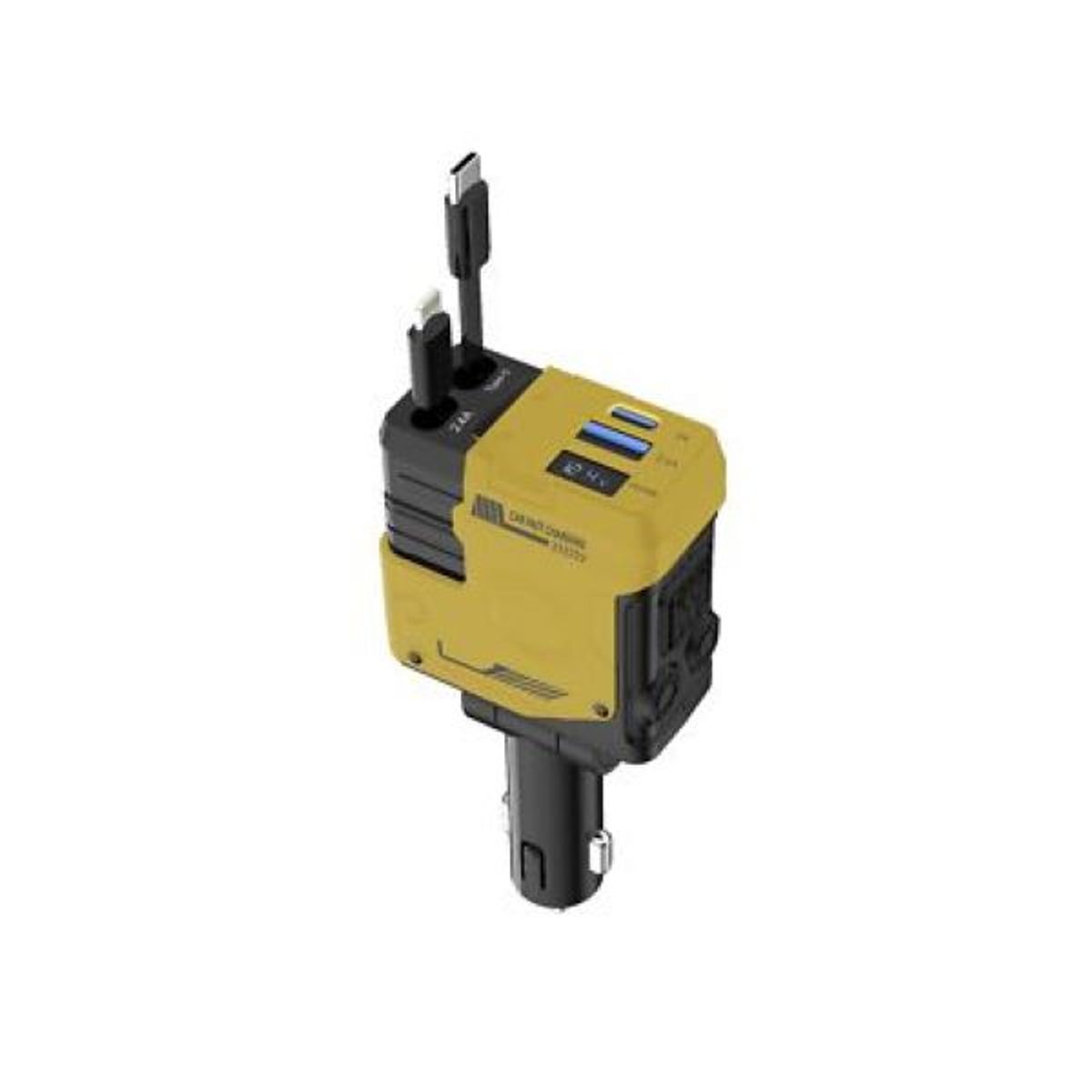 3-in-1 Retractable Super Fast Charging Cable (1- to 3-Pack) - 1PK Yellow Retractable Car ChargerYellow