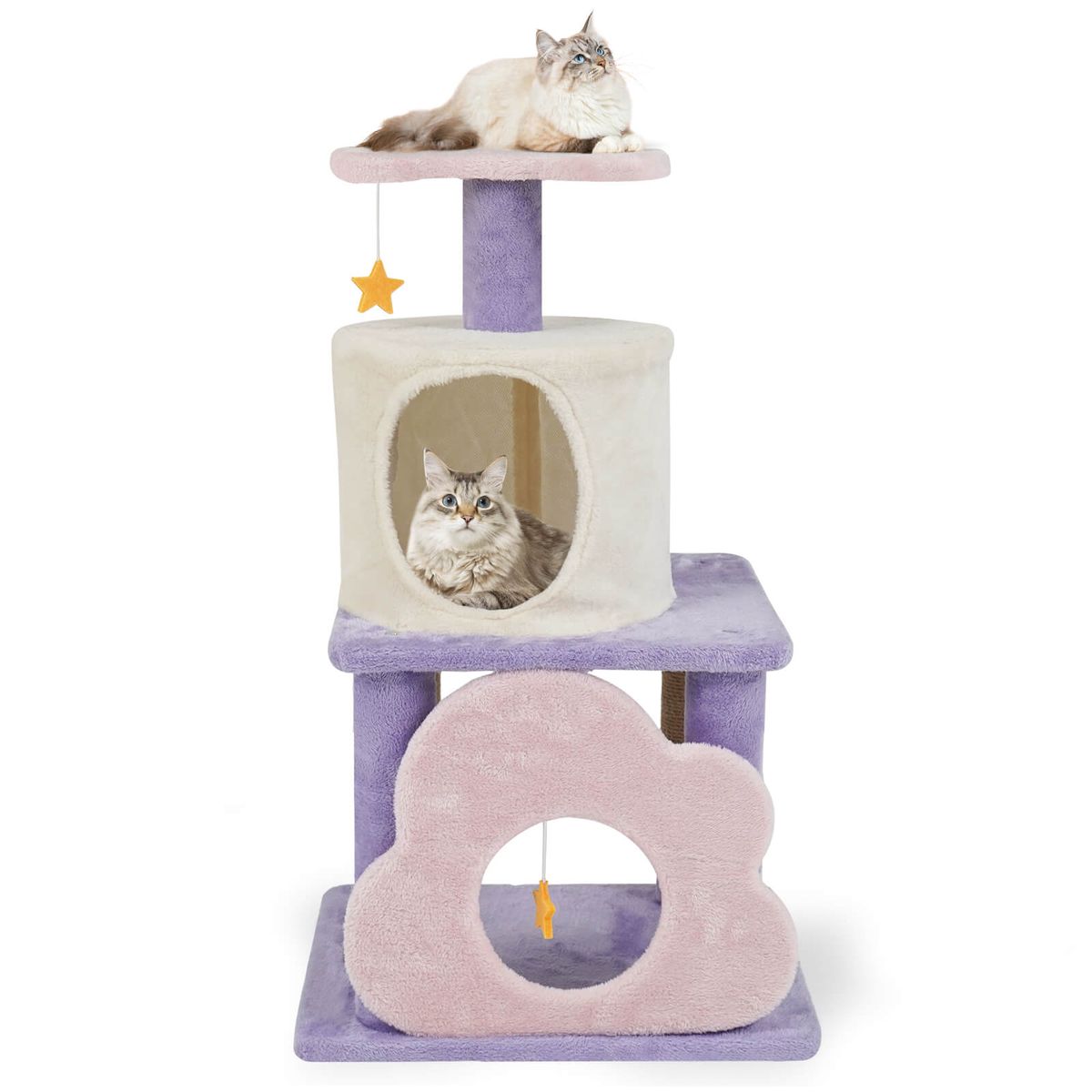 31.5&rdquo; Modern Cat Tree with Top Perch and Scratching Post - Purple