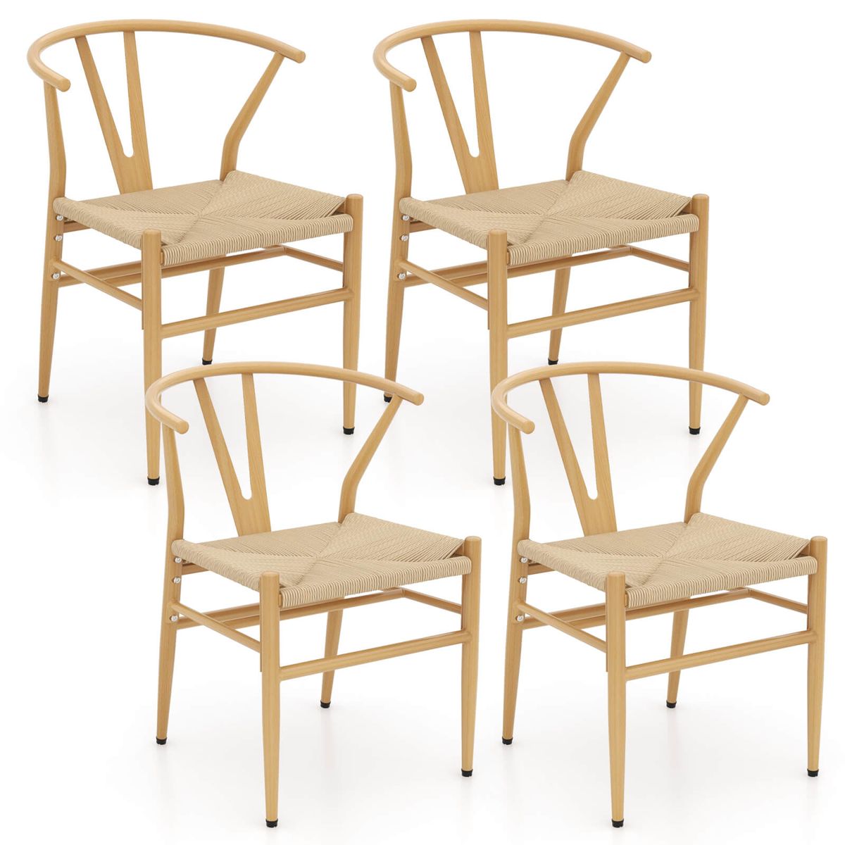 Modern Weave Kitchen Dining Armchairs (2- or 4-Pack) - Natural-4