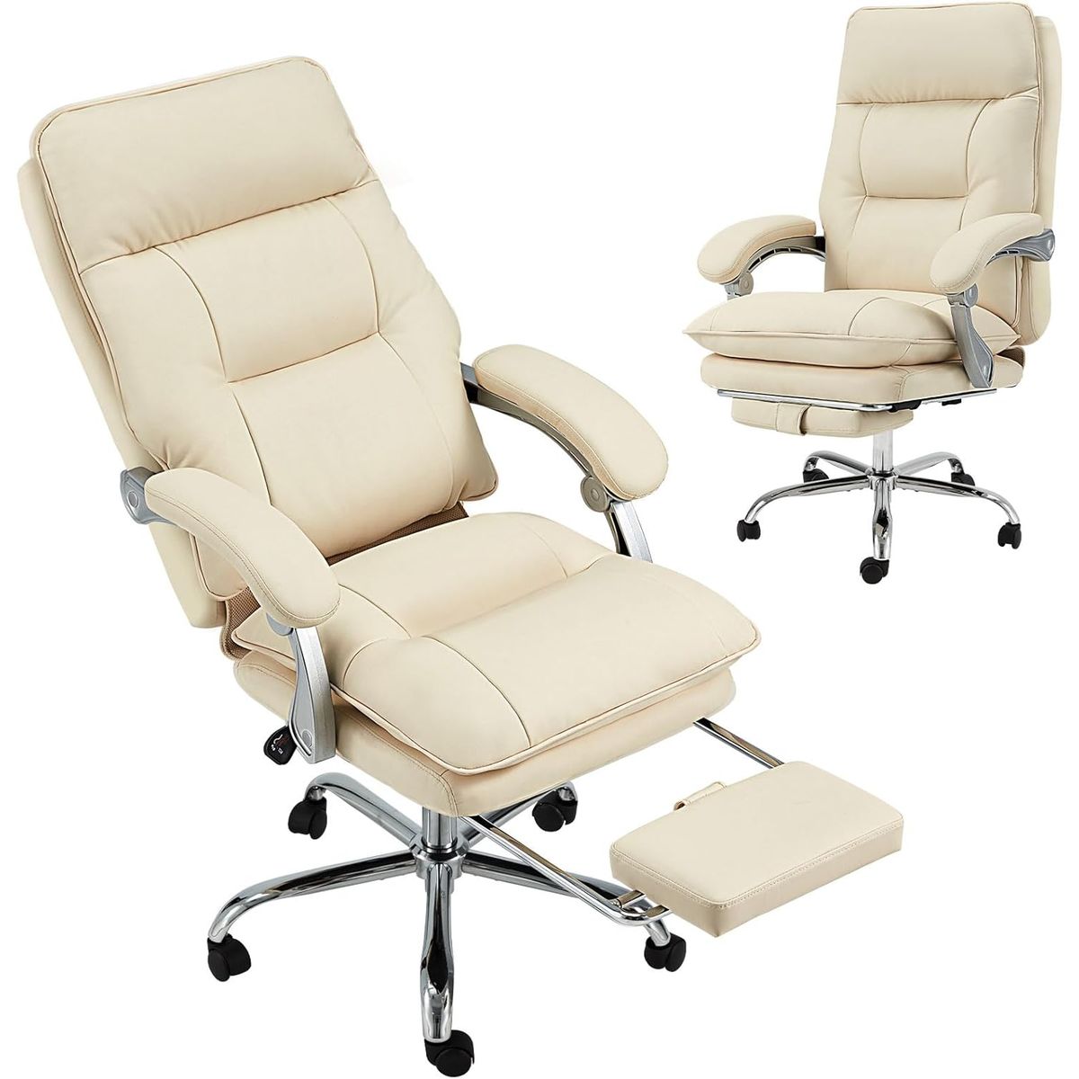 Executive Office Chair with Footrest - White