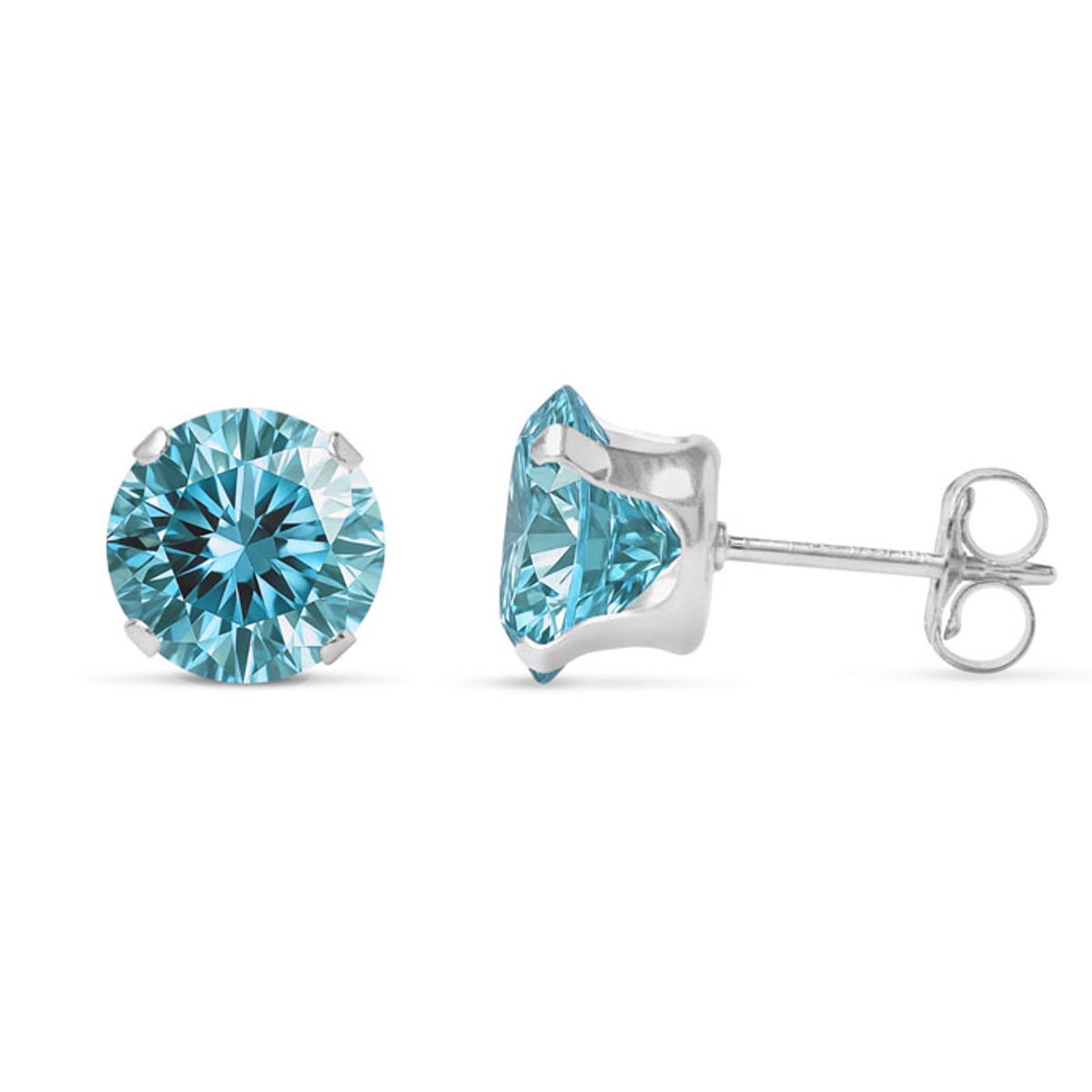 1 Carat Lab Created Moissanite Stud Earrings - 1 Carat Blue Moissanite Studs In White