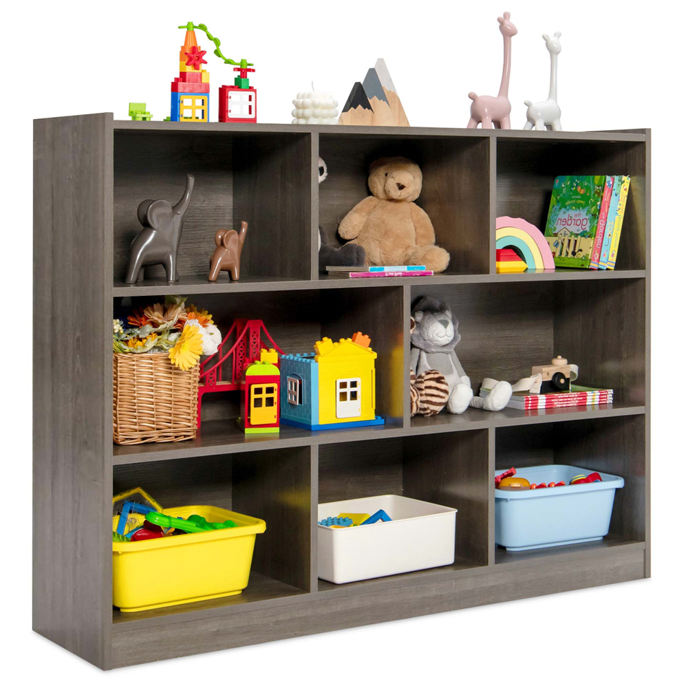 3-tier 8-Cube Standing Storage Shelves - Storage- Gray