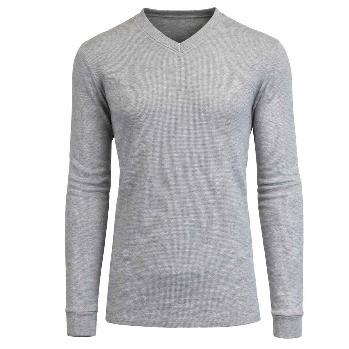 Men&rsquo;s Long Sleeve Waffle Knit V-Neck Thermal Shirt - MVTH-6875-HG - M
