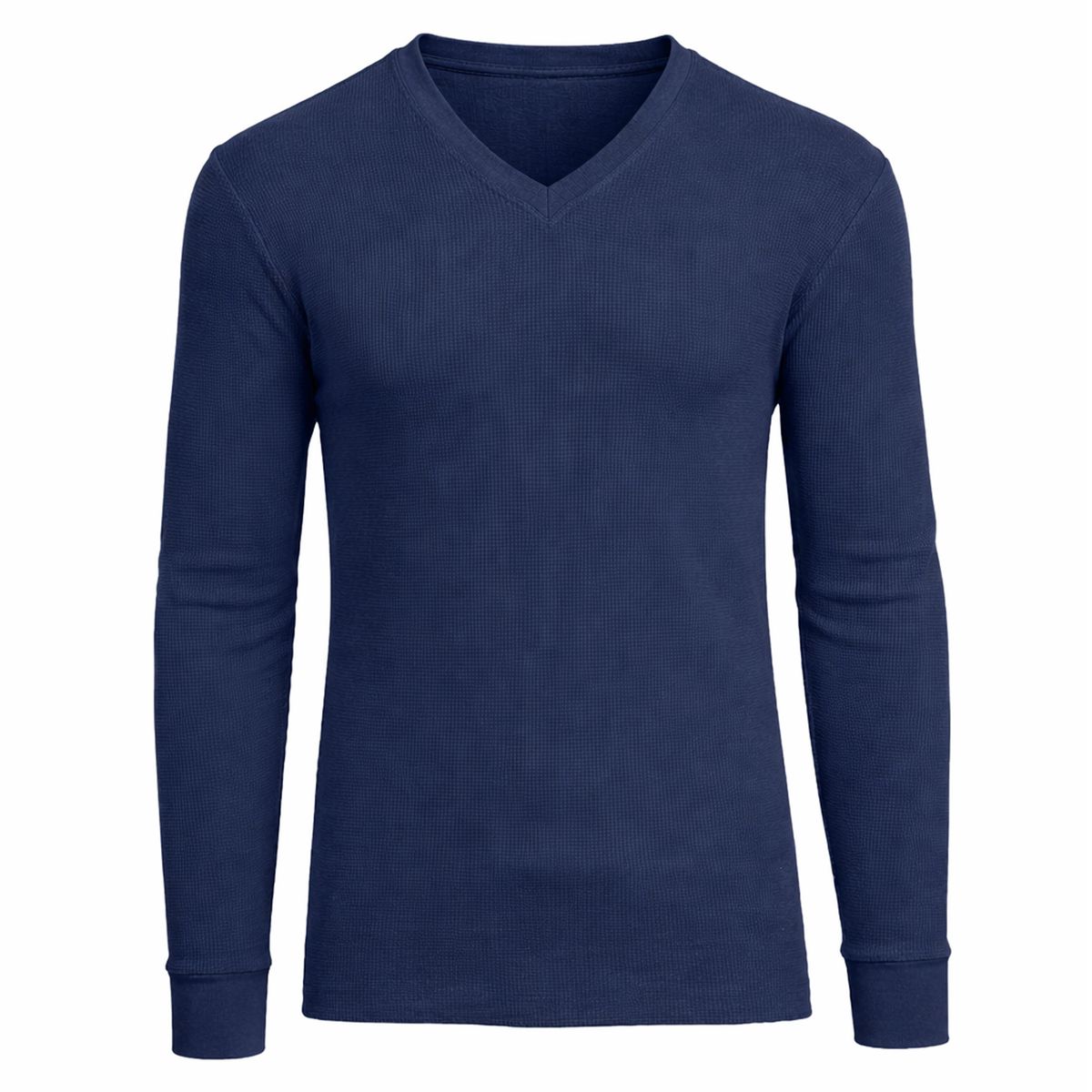 Men&rsquo;s Long Sleeve Waffle Knit V-Neck Thermal Shirt - MVTH-6875-NV - S