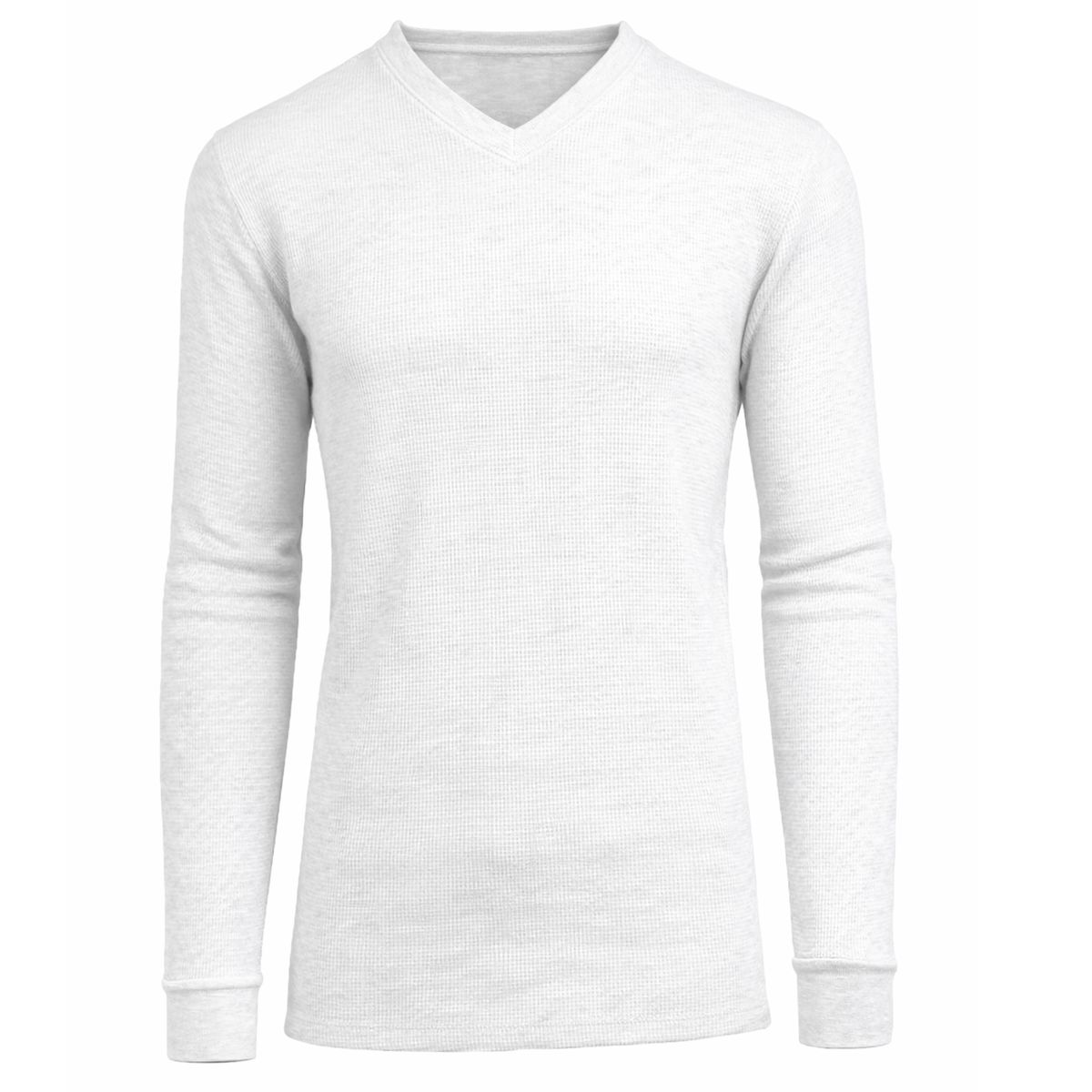 Men&rsquo;s Long Sleeve Waffle Knit V-Neck Thermal Shirt - MVTH-6875-WH - S