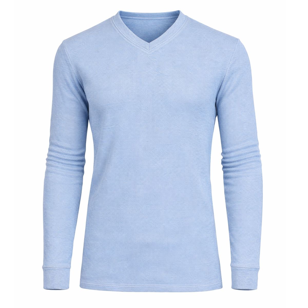 Men&rsquo;s Long Sleeve Waffle Knit V-Neck Thermal Shirt - MVTH-6875-SB - S