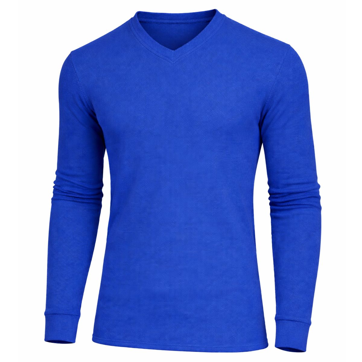 Men&rsquo;s Long Sleeve Waffle Knit V-Neck Thermal Shirt - MVTH-6875-RY - XL