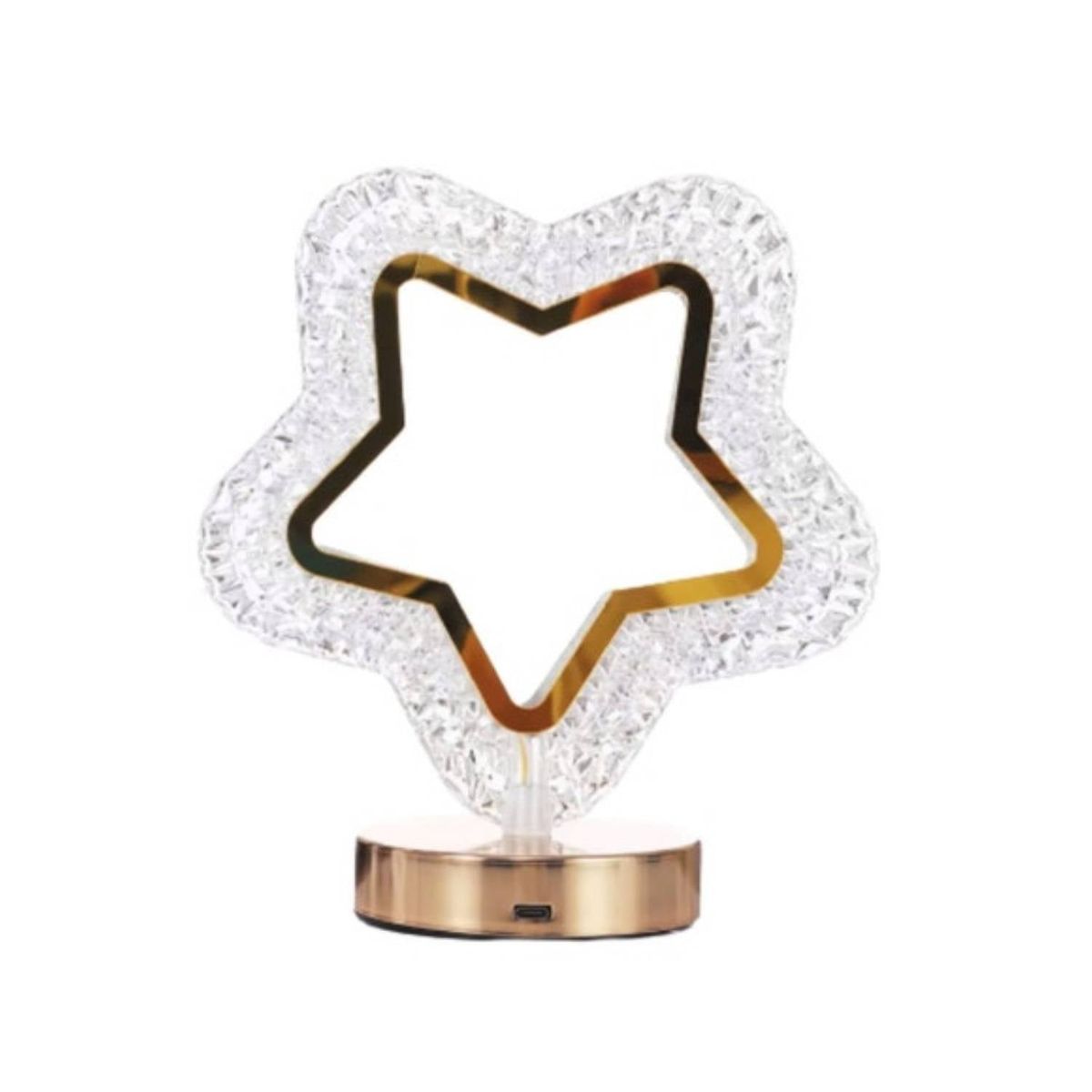 Rechargeable LED Acrylic Crystal Touch Light Lamp - Hollow Star