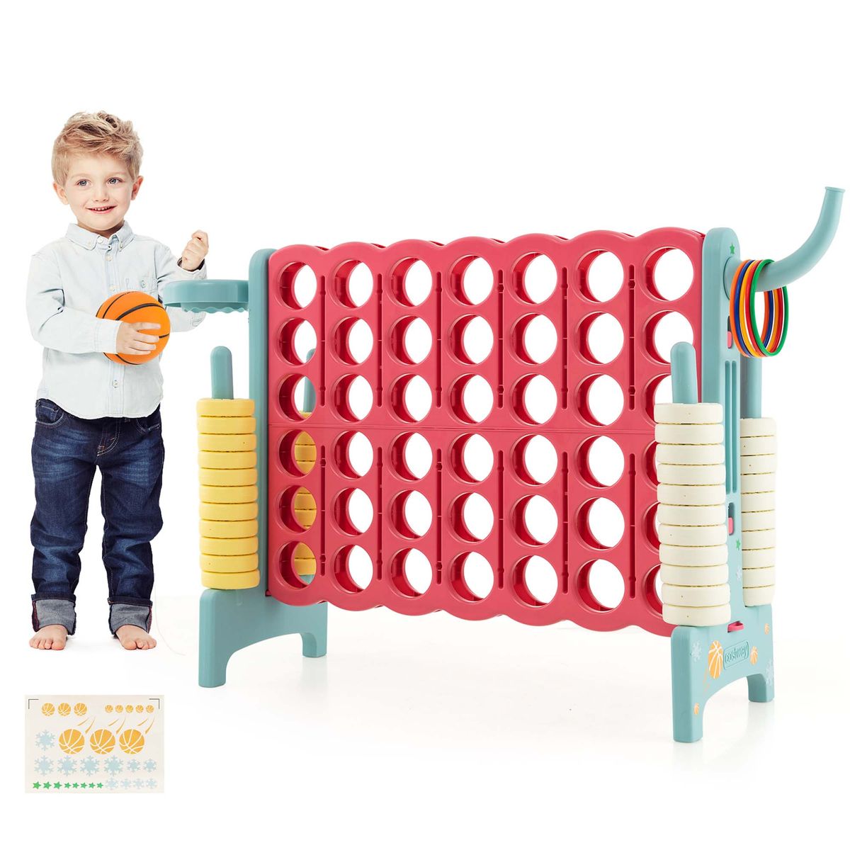 Jumbo 4-to-Score 4 in a Row Game Set - Red & Blue