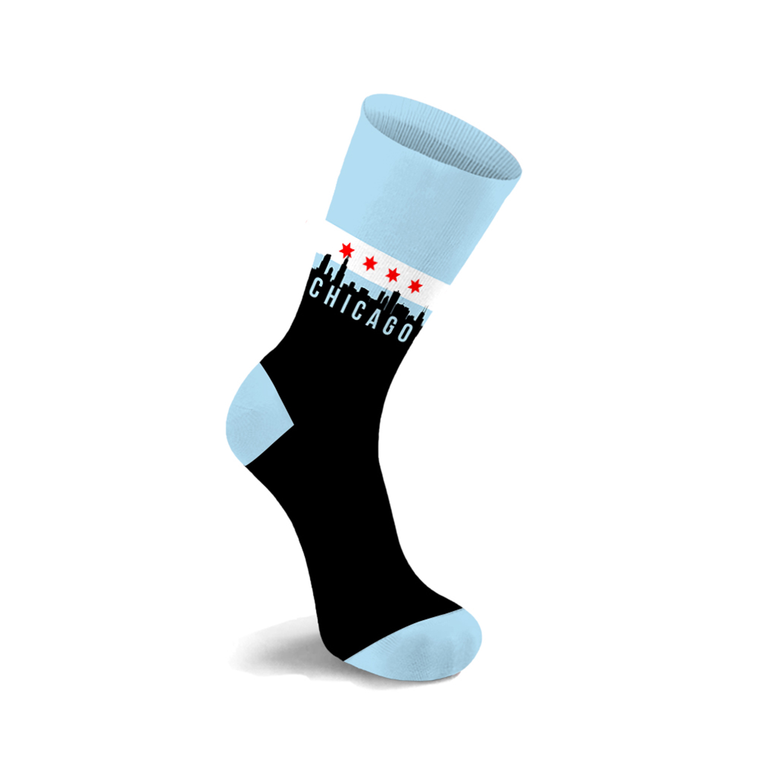 Everyday Wear Cotton Crew Length City/State Themed Socks (3-Pairs) - Chicago