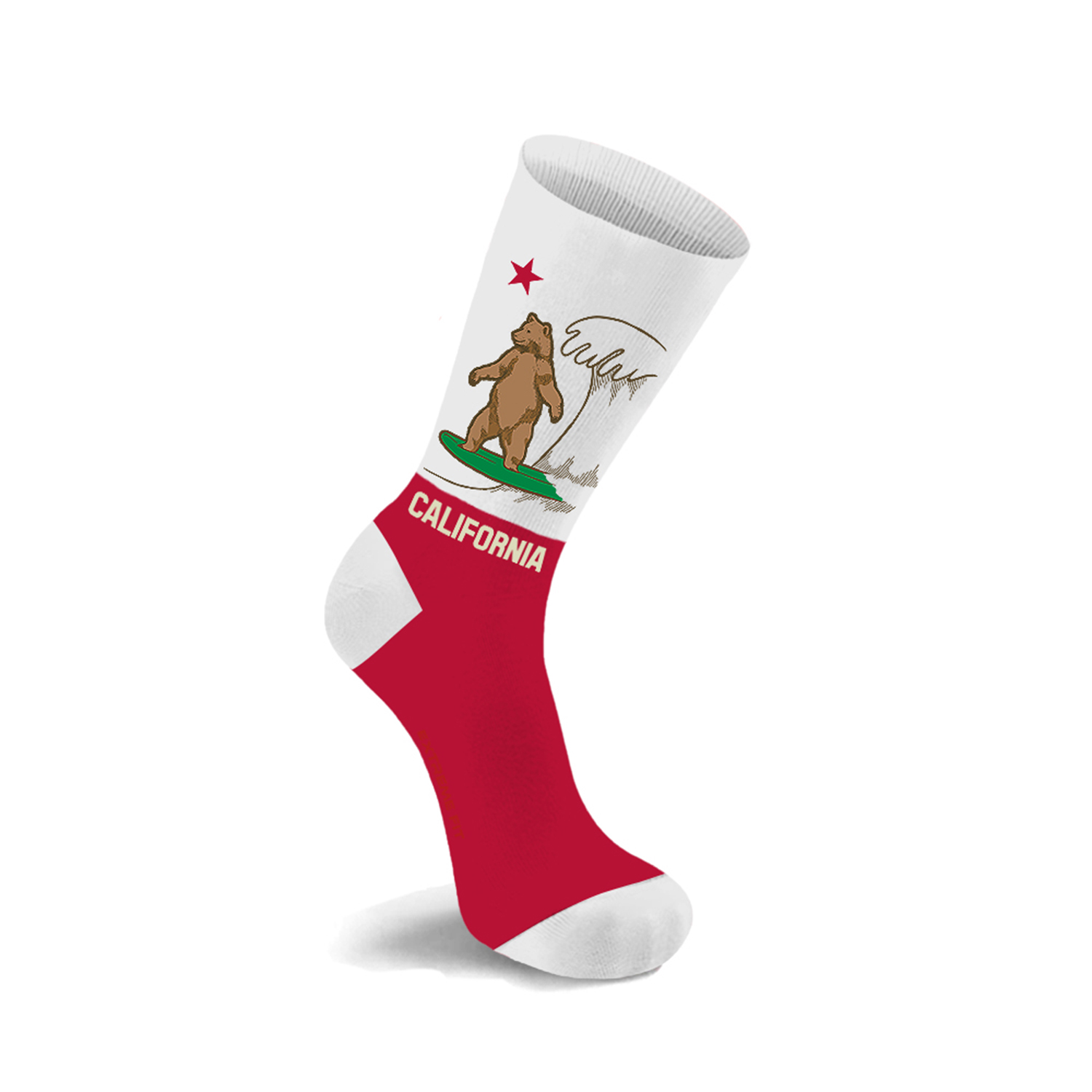 Everyday Wear Cotton Crew Length City/State Themed Socks (3-Pairs) - California