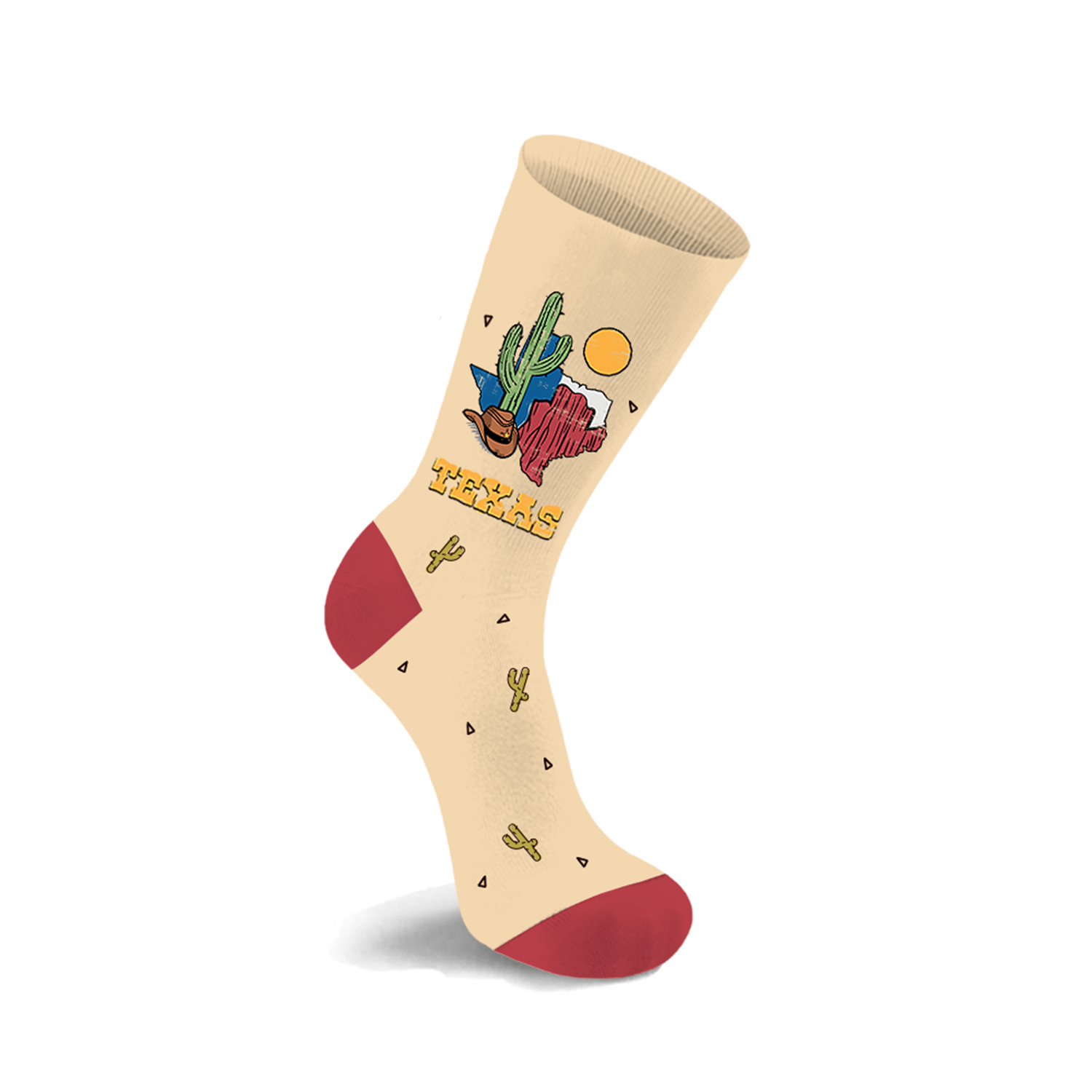 Everyday Wear Cotton Crew Length City/State Themed Socks (3-Pairs) - Texas
