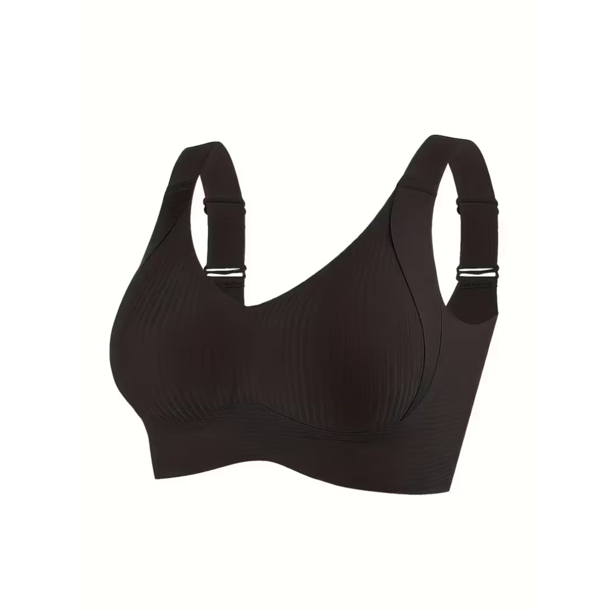 Women's Everyday Wireless Ribbed Sports Bra - Black-M