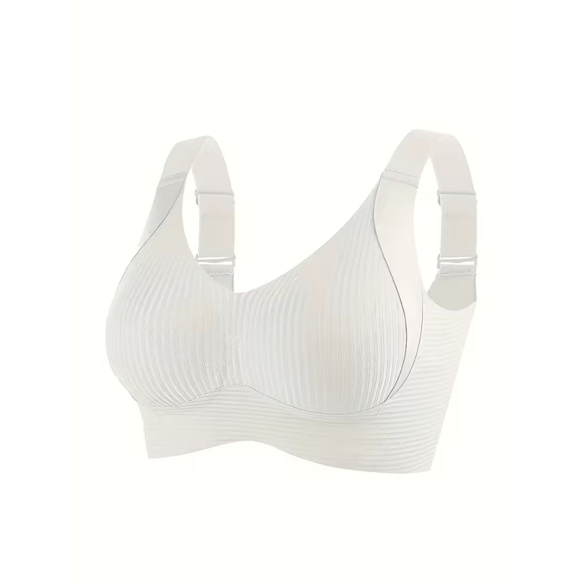 Women's Everyday Wireless Ribbed Sports Bra - White-3XL