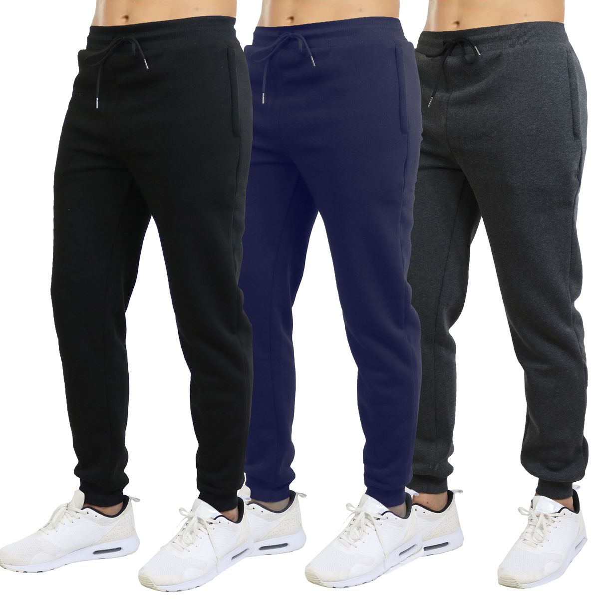 Men's Slim Fit Fleece Jogger Sweatpants (3-Pack) - JWM/MFP-600BNC/2XL