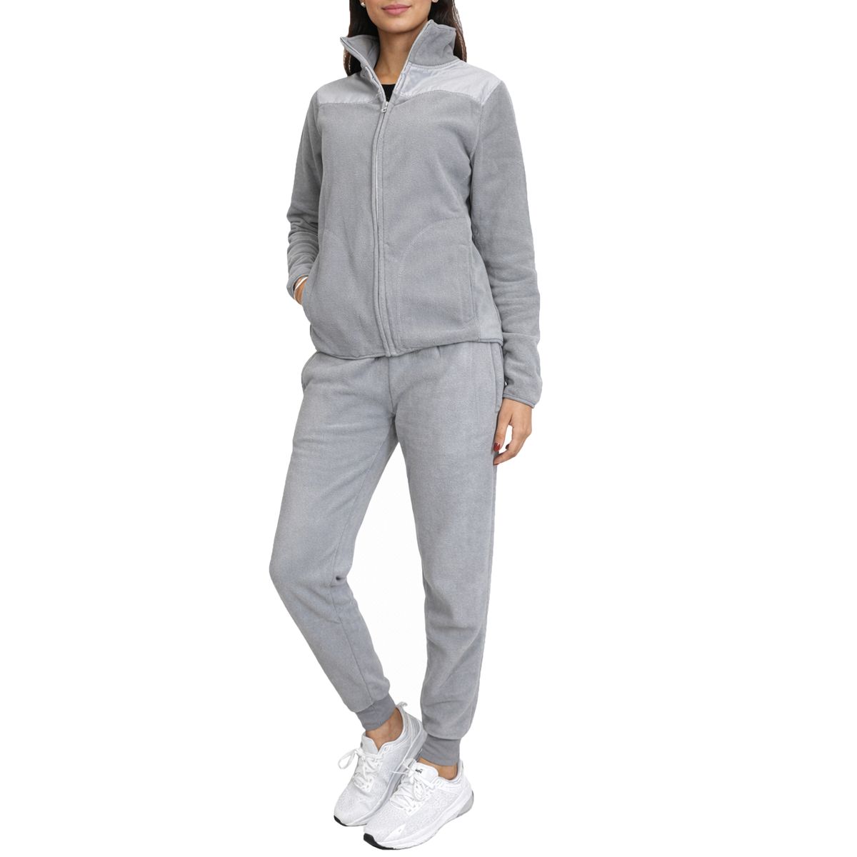 Women’s Cozy Polar Fleece Sweater & Jogger Lounge Set - W2PF-100 - GY - S