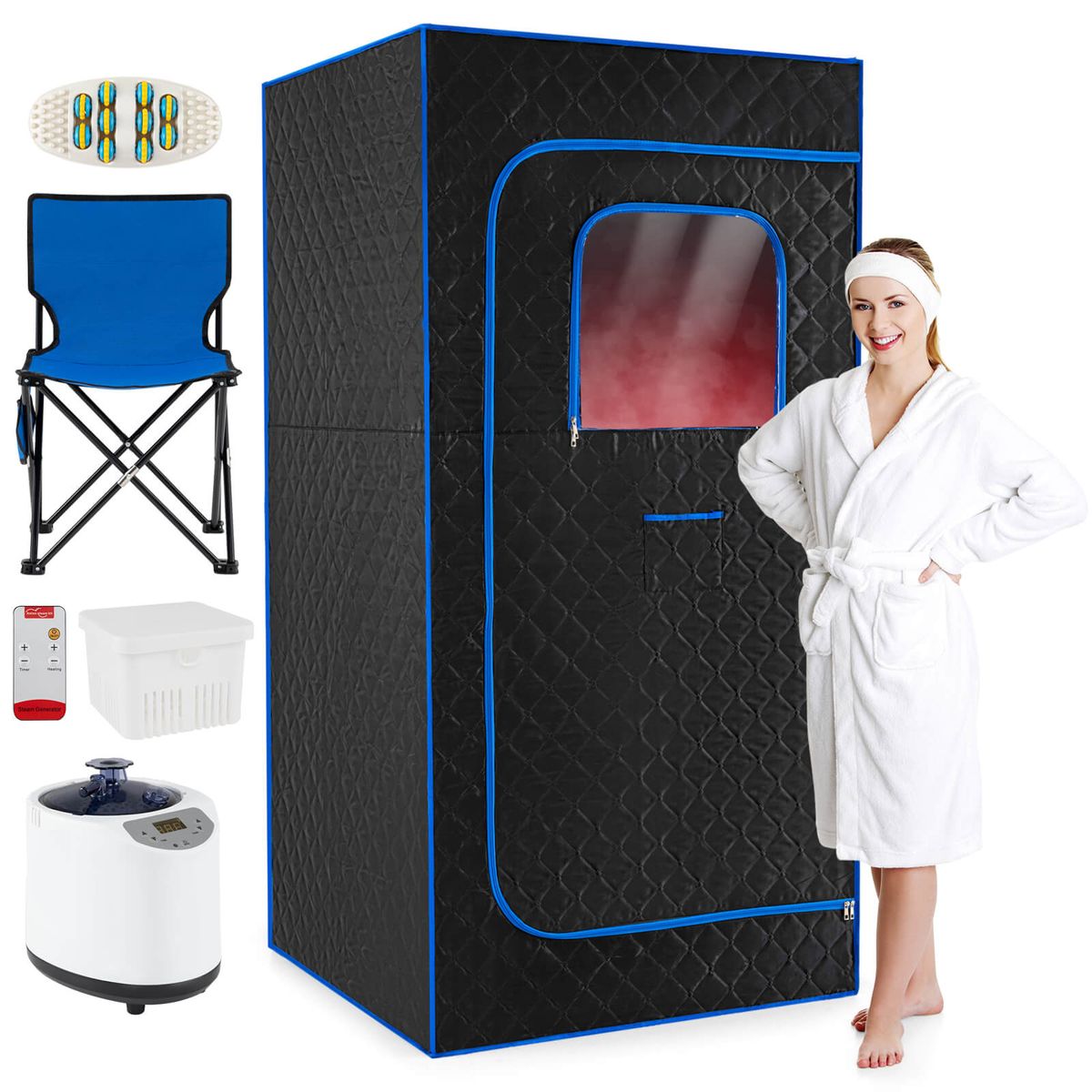 Portable Personal Steam Sauna Box - Blue